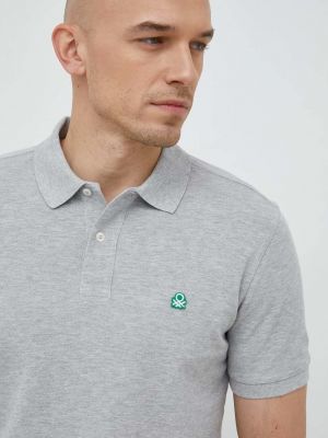 Tricou polo din bumbac United Colors Of Benetton gri
