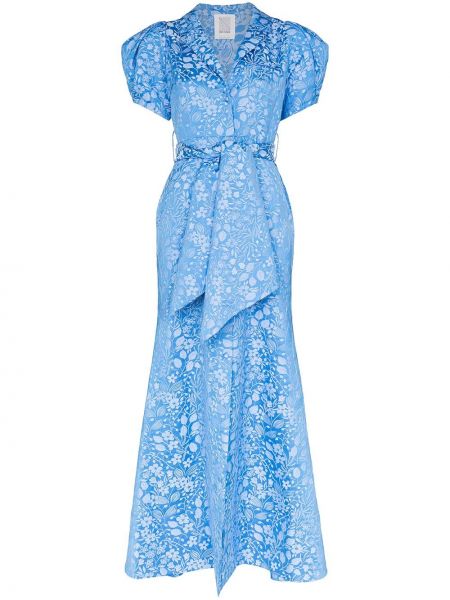 Vestido largo de tejido jacquard Rosie Assoulin azul