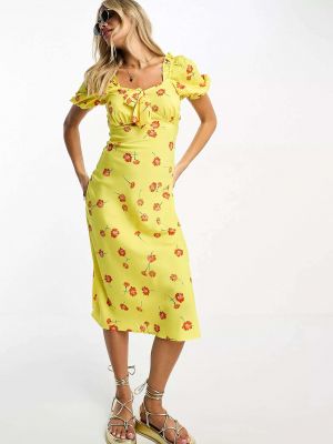 Платье миди в цветочек с принтом Influence желтое