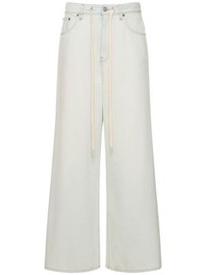 Relaxed памучни дънки с висока талия Mm6 Maison Margiela бяло