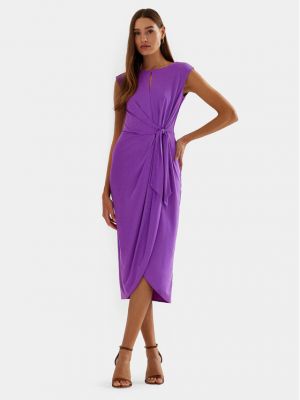 Sukienka midi dopasowana Lauren Ralph Lauren fioletowa
