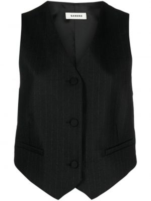 Pruhovaná vesta na gombíky Sandro čierna