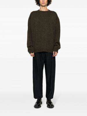Vlněný svetr s kulatým výstřihem Studio Nicholson hnědý