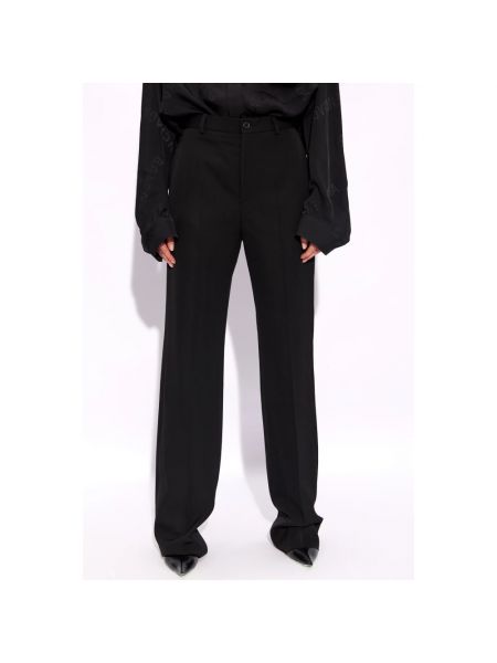 Pantalones de lana plisados Balenciaga negro