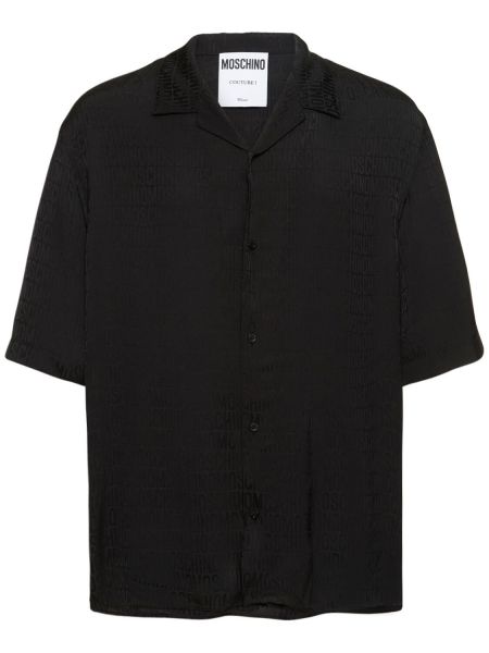 Viskózová hedvábná košile Moschino černá