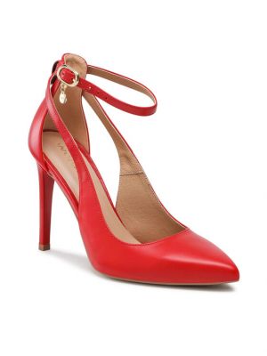 Полуотворени обувки с ток Wojas червено