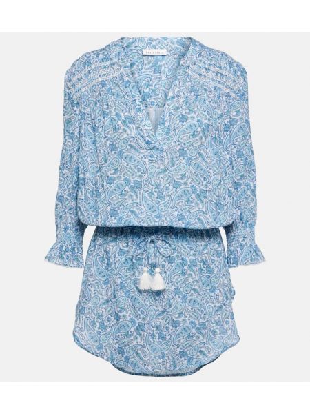 Mini vestido de algodón con estampado de cachemira Heidi Klein azul