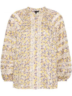 Bluză cu broderie cu model floral cu imagine Maje alb