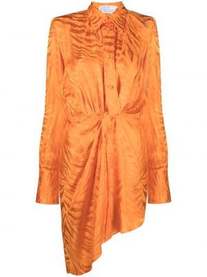 Асиметрична жакардова мини рокля с принт зебра Giuseppe Di Morabito оранжево