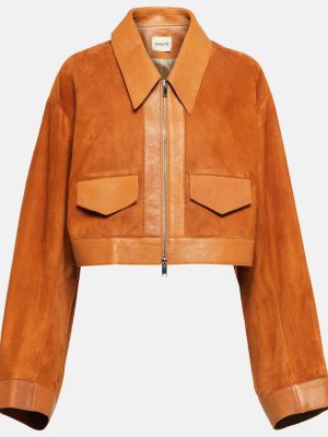 Укороченная замшевая куртка Khaite, оранжевая
