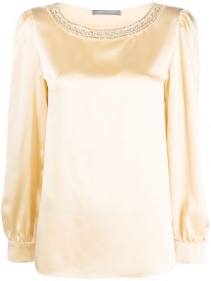 Копринена блуза с дълъг ръкав Alberta Ferretti бежово