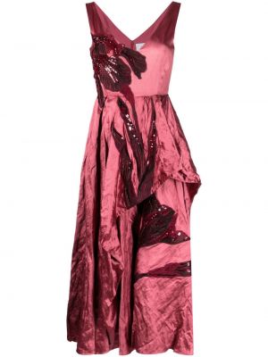 Асиметрична сатенена коктейлна рокля на цветя Erdem