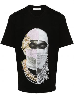 Φλοράλ βαμβακερή μπλούζα με σχέδιο Ih Nom Uh Nit μαύρο