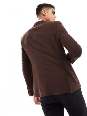 Льняной приталенный пиджак Harry Brown коричневый