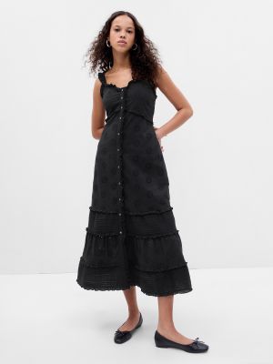 Μάξι φόρεμα με δαντέλα Gap μαύρο