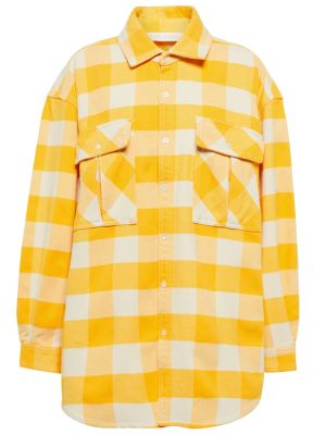 Flanelová kockovaná bavlnená košeľa Palm Angels žltá
