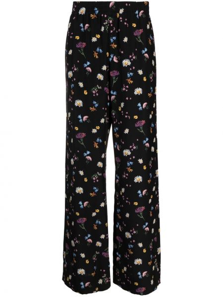 Pantaloni de mătase cu model floral cu imagine Stella Mccartney negru