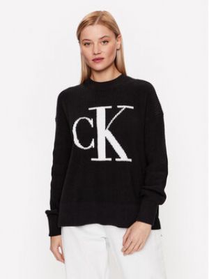 Dzianinowy sweter Calvin Klein Jeans czarny