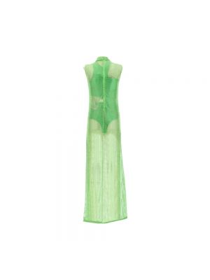 Vestido largo de malla de cristal Stella Mccartney verde
