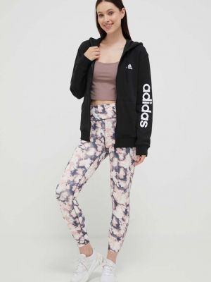 Pamučna hoodie s kapuljačom Adidas crna