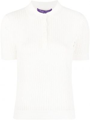 Haut en tricot avec manches courtes Ralph Lauren Collection blanc