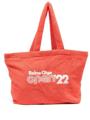 Brodert shoppingbag Reina Olga rød