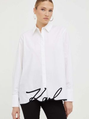 Koszula bawełniana relaxed fit Karl Lagerfeld biała