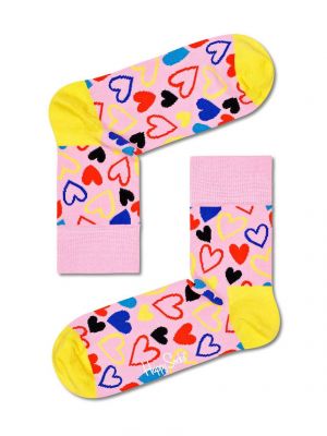 Чорапи със сърца Happy Socks розово