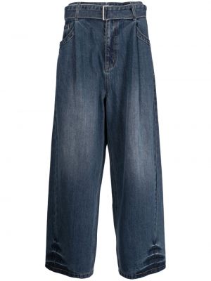 Jeansy bawełniane relaxed fit plisowane Songzio niebieskie
