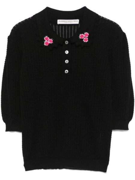 Broderet kort sweater Alessandra Rich sort