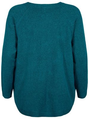 Меланжов пуловер Zizzi синьо