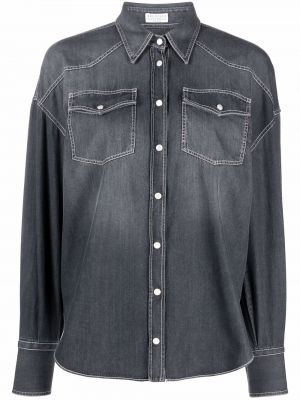 Camicia jeans Brunello Cucinelli, grigio