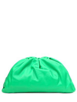 Кожаный клатч Bottega Veneta зеленый