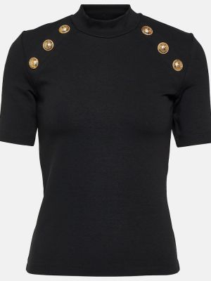 Camiseta de tela jersey Balmain negro
