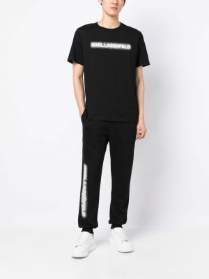 Pantalon de joggings en coton à imprimé Karl Lagerfeld noir