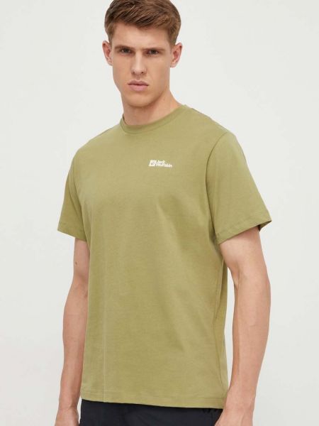 Памучна тениска с дълъг ръкав Jack Wolfskin зелено