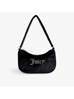 Черная велюровая сумка со стразами Juicy Couture