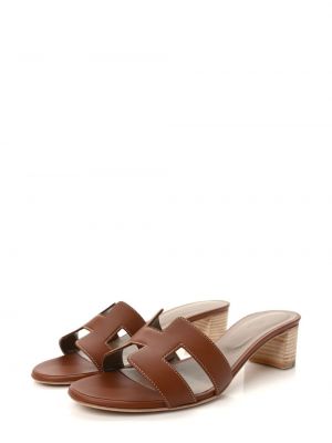 Sandales en cuir à plateforme Hermès Pre-owned marron