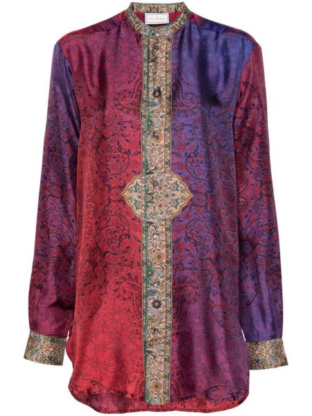 Bluză lungă de mătase cu imagine Pierre-louis Mascia violet