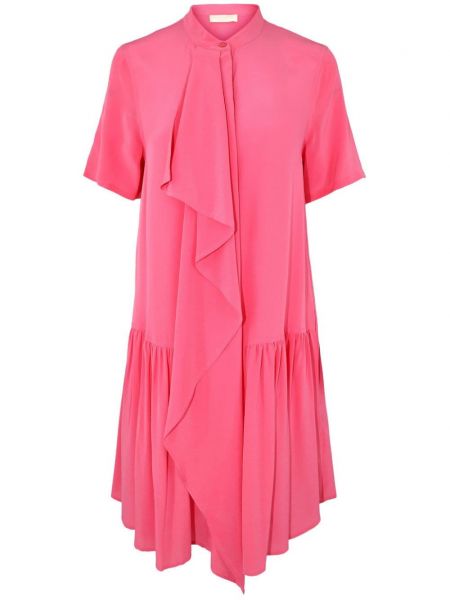 Μεταξωτή φόρεμα με βολάν Ulla Johnson ροζ