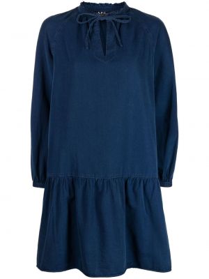Bombažna obleka A.p.c. modra