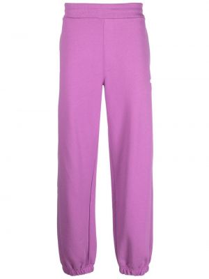 Bavlnené nohavice s potlačou Msgm fialová