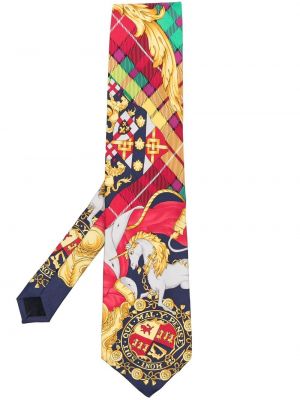 Raštuotas šilkinis kaklaraištis Versace Pre-owned raudona