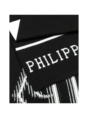 Bufanda de lana de tejido jacquard Philipp Plein negro