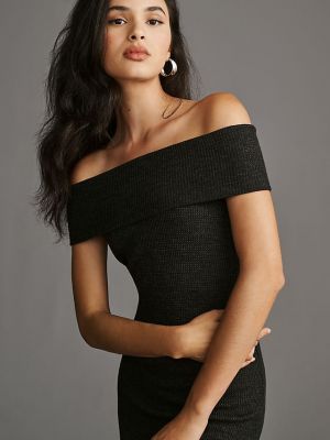 Термальное мини-платье Sol Angeles с открытыми плечами черный