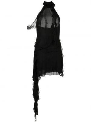 Φλοράλ κοκτέιλ φόρεμα με βολάν Blumarine μαύρο