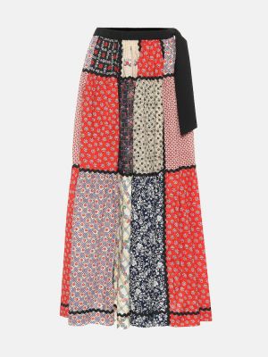 Pamučna midi suknja s cvjetnim printom Miu Miu
