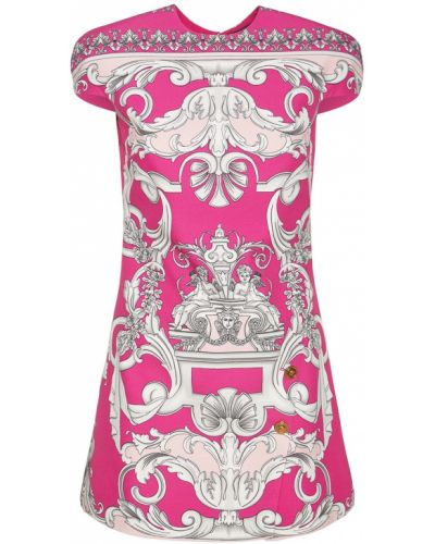 Viskózové mini šaty Versace růžové