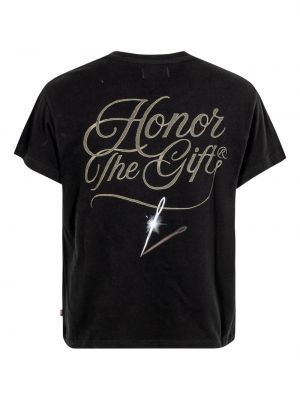 Bavlněné tričko s potiskem Honor The Gift černé