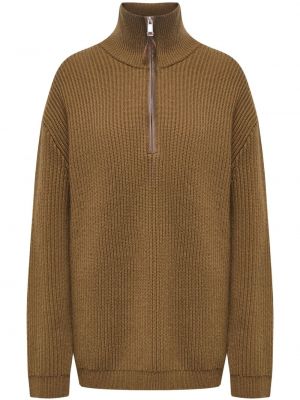 Пуловер с цип 12 Storeez кафяво
